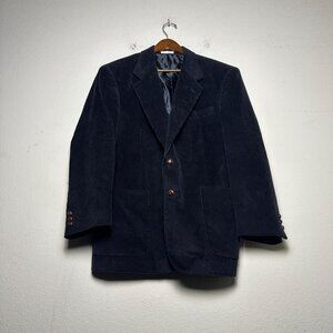 Circola Moda Sport Coat Jacket Casual Men 44R Corduroy Prep Black Formal Blazer
